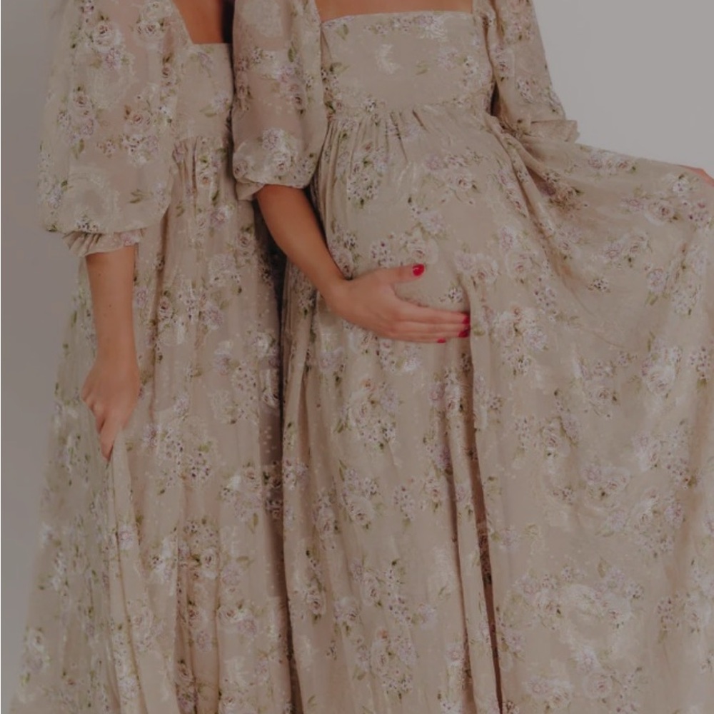 Worth Collective Floral Beige Maxi Dress
